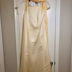 Pale yellow full length formal dress